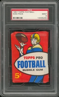 1957 Topps Football Unopened Five-Cent Pack – PSA MINT 9 "1 of 3!"